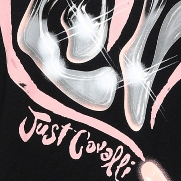 JUST CAVALLI Cutout printed French cotton-terry sweatshirt sz XL NEW - Picture 3 of 4